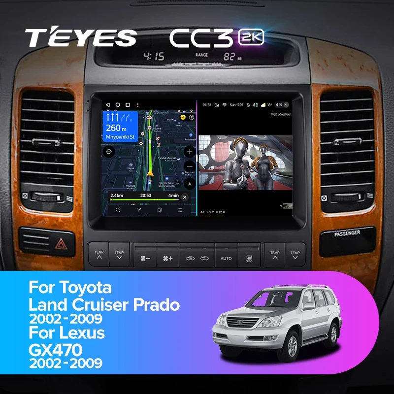 Navigatie Auto Teyes CC3L Lexus GX 470 2003-2009 4+32GB 9" IPS Octa-core 1.6Ghz, Android 4G Bluetooth 5.1 DSP - imagine 3