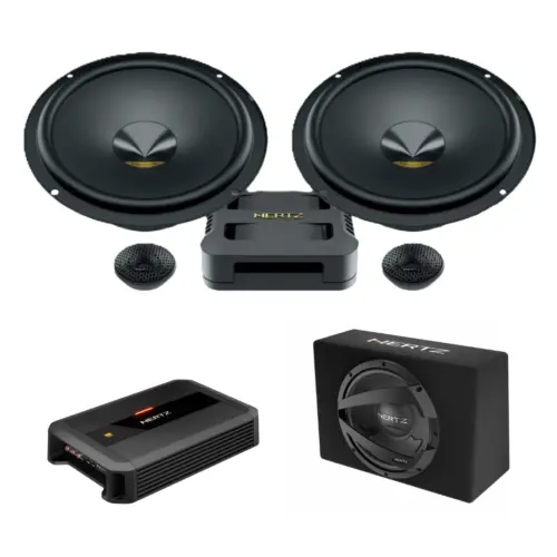 Pachet difuzoare auto usi Fata cu subwoofer Skoda Rapid 2012-2020 Hertz Dieci Pro 840 W