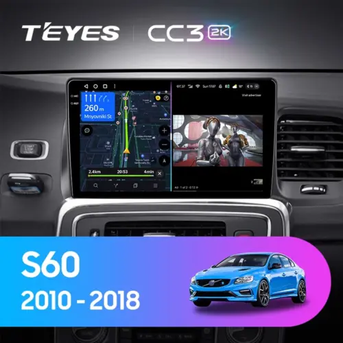 Navigatie Auto cu Asistenta AI Teyes CC4 PRO Volvo S60 2011-2018 8+128GB 9.5″ QLED, Android 13, 5G, 7.1 DSP, CarPlay