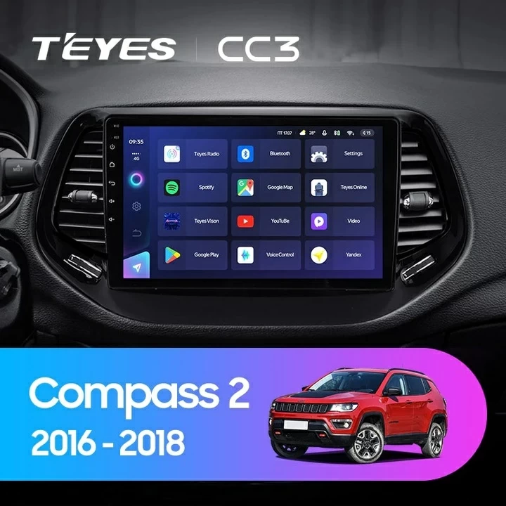 Navigatie Auto Teyes CC3 2K Jeep Compass 2 2016-2018 4+32GB 10.36" QLED Octa-core 2Ghz Android 4G Bluetooth 5.1 DSP - imagine 2