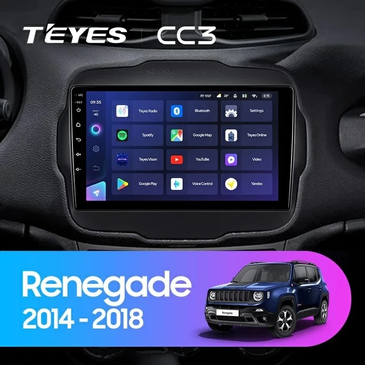 Navigatie Auto Teyes CC3 2K Jeep Renegade 2014-2018 4+32GB 9.5" QLED Octa-core 2Ghz Android 4G Bluetooth 5.1 DSP - imagine 2