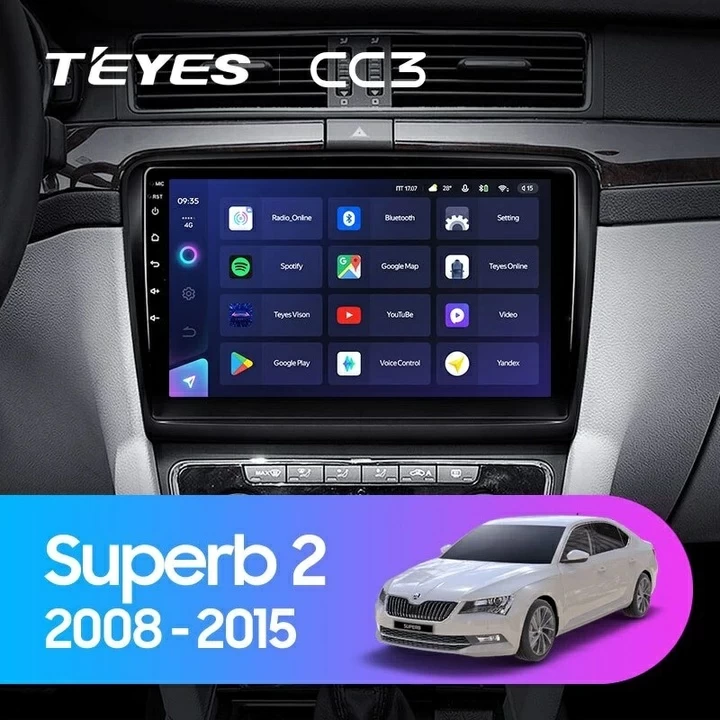 Navigatie Auto Teyes CC3 2K Skoda Superb 2 2008-2015 4+32GB 10.36" QLED Octa-core 2Ghz Android 4G Bluetooth 5.1 DSP - imagine 2