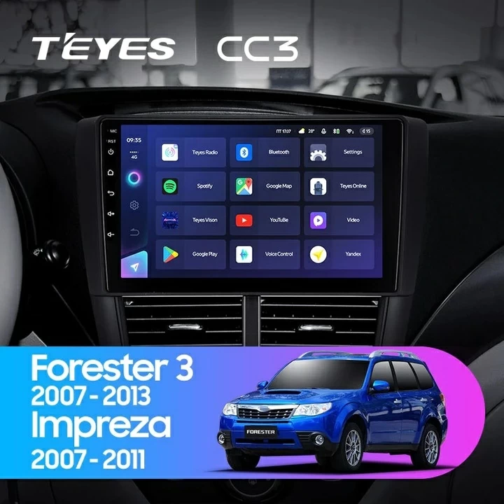 Navigatie Auto Teyes CC3 2K Subaru Impreza 2007-2011 4+32GB 9.5" QLED Octa-core 2Ghz Android 4G Bluetooth 5.1 DSP - imagine 2