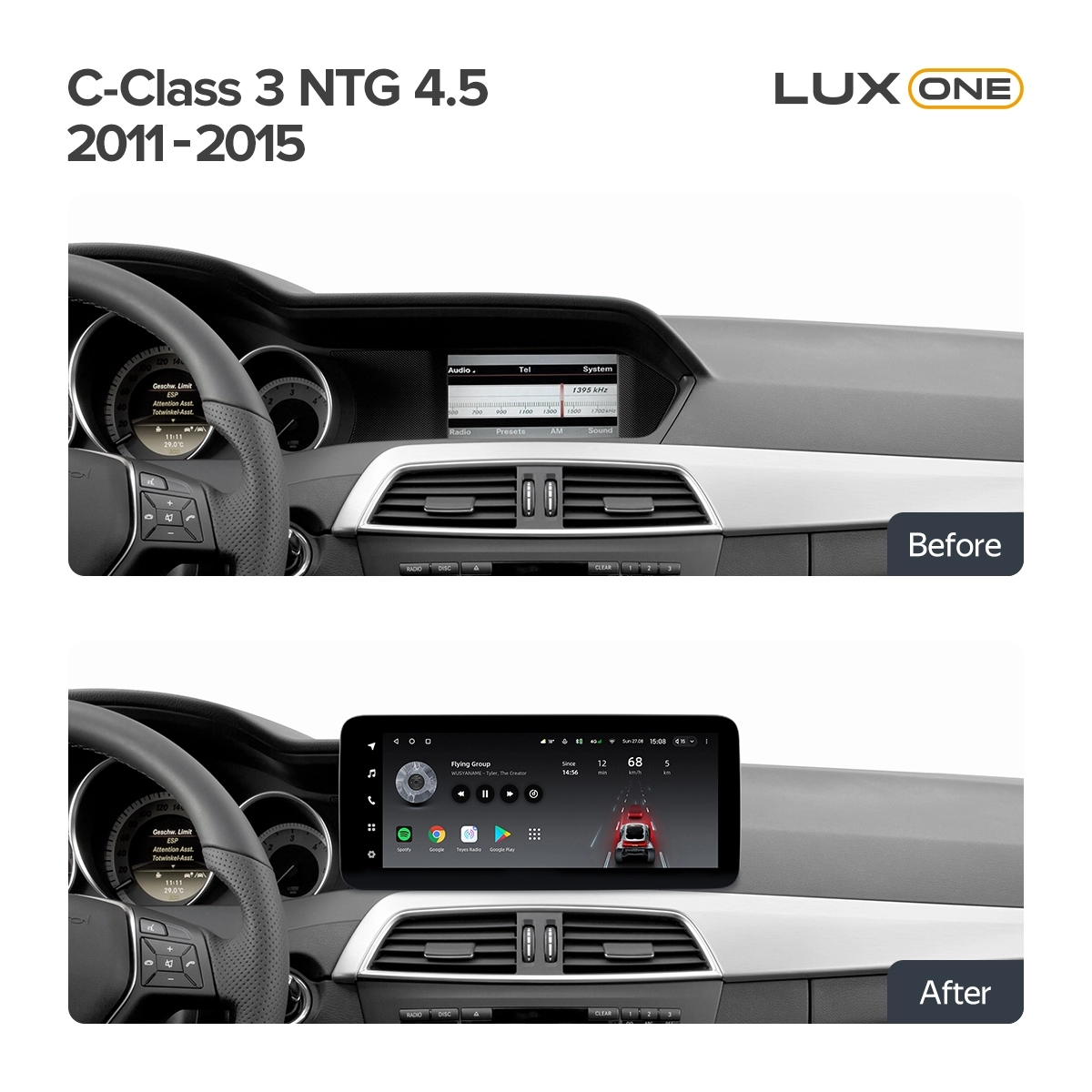 Navigatie auto Teyes Lux One Mercedes-Benz C Class W204 2011-2015 NTG 4.5 6+128GB 12.3” IPS Octa-Core 2.0 GHz Android 4G DSP Bluetooth 5.1 - imagine 2
