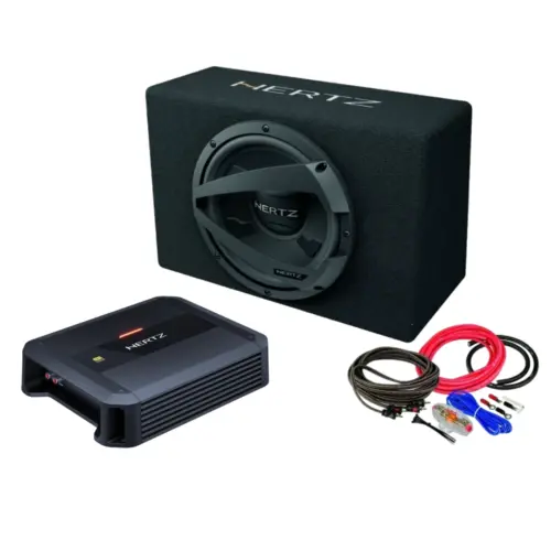 Pachet Subwoofer auto HERTZ DBX 30.3 + Amplificator Hertz Dieci Power 2.200 + Kit de cabluri complet