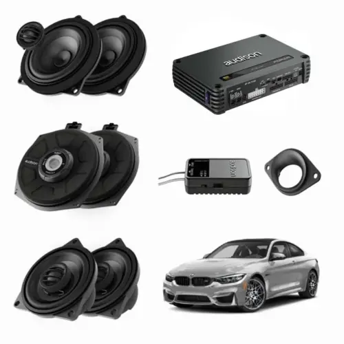 Pachet sistem audio Plug&Play Audison dedicat BMW K4E X4M + Amplificator AF C8.14bit + Conectica dedicata