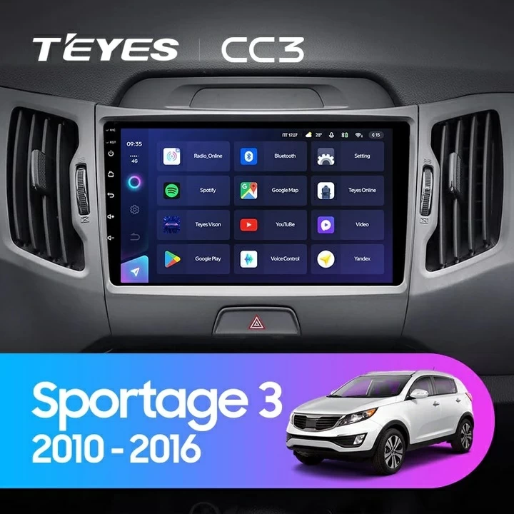 Navigatie Auto Teyes CC3 2K Kia Sportage 3 2010-2016 4+32GB 9.5" QLED Octa-core 2Ghz Android 4G Bluetooth 5.1 DSP - Varianta B - imagine 2