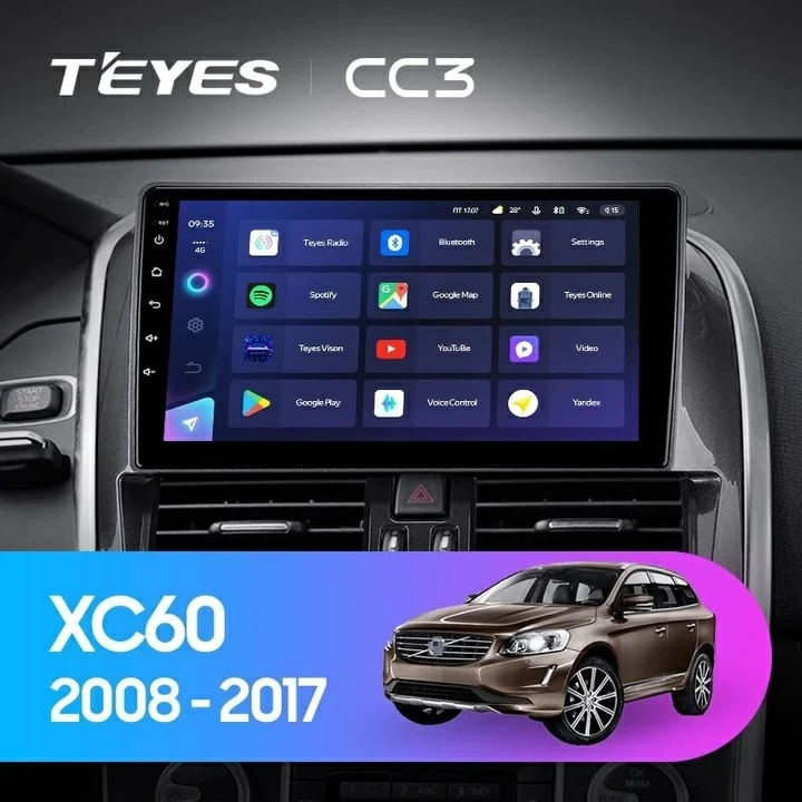 Navigatie Auto Teyes CC3 2K Volvo XC60 2008-2017 4+32GB 9.5" QLED Octa-core 2Ghz Android 4G Bluetooth 5.1 DSP - Varianta A - imagine 2