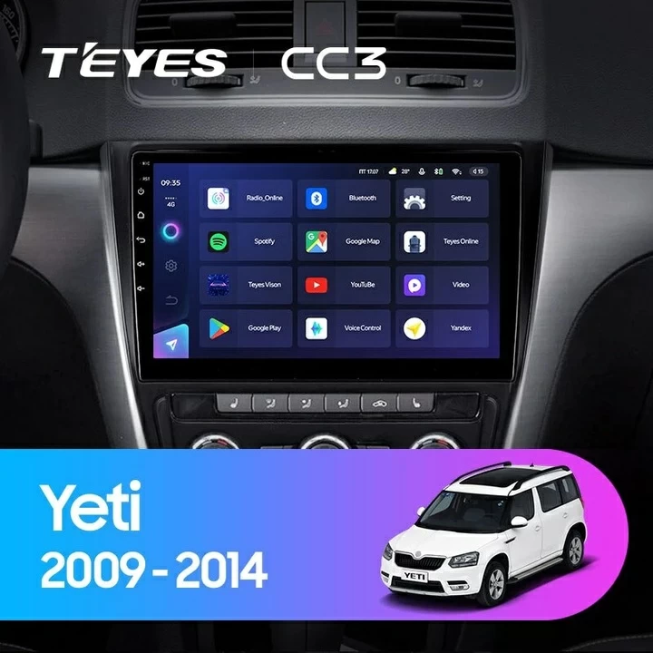 Navigatie Auto Teyes CC3 2K Skoda Yeti 2014-2017 6+128GB 10.36" QLED Octa-core 2Ghz Android 4G Bluetooth 5.1 DSP - Varianta A - imagine 2