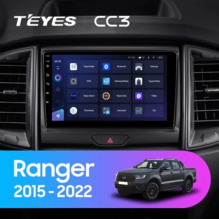 Navigatie Auto Teyes CC3 2K Ford Ranger P703 2015-2022 4+32GB 9.5" QLED Octa-core 2Ghz Android 4G Bluetooth 5.1 DSP - Varianta A - imagine 2