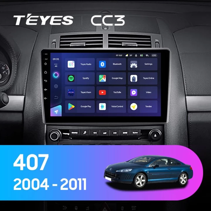 Navigatie Auto Teyes CC3 2K Peugeot 407 2004-2011 4+32GB 9.5" QLED Octa-core 2Ghz Android 4G Bluetooth 5.1 DSP - Varianta B - imagine 2